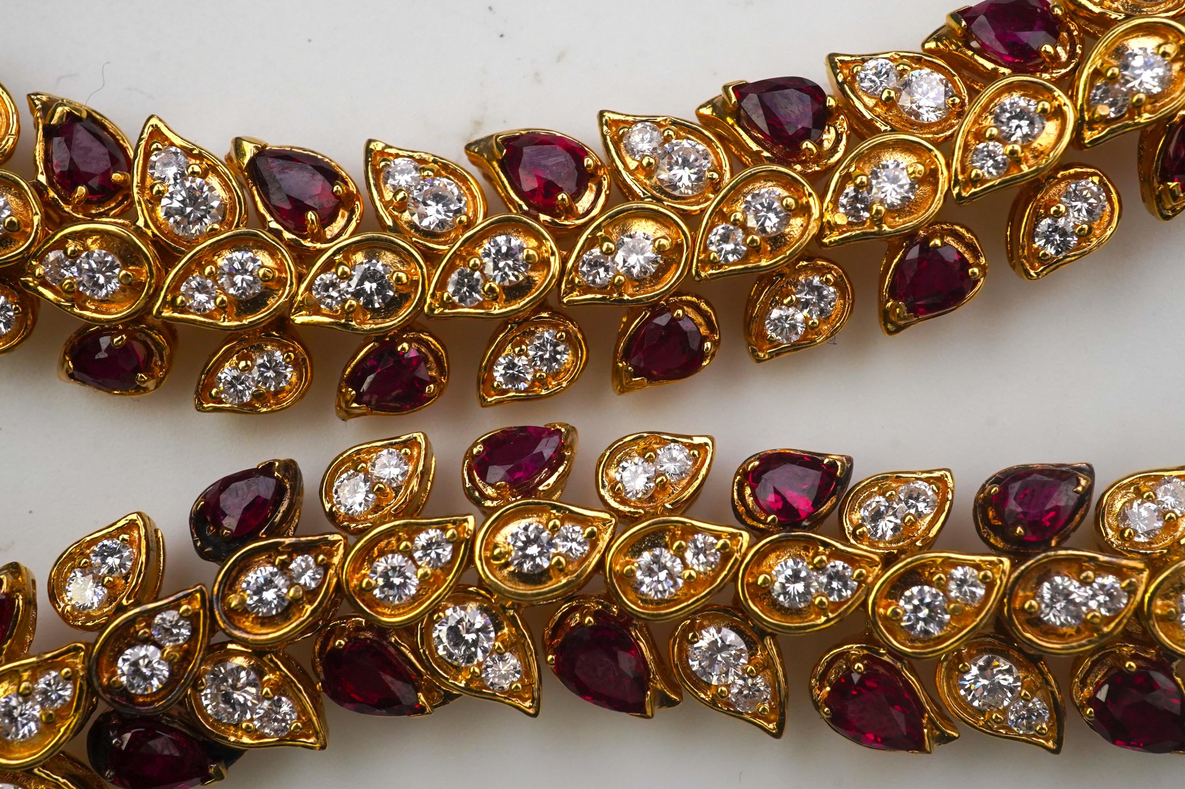 André Col, a fine ruby and diamond demi-parure, France, third quarter 20th century